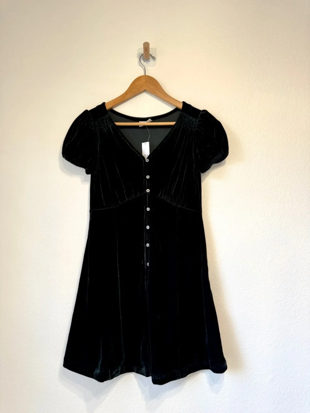 GAP Teen Dark Forest Green Velvet Button Front Dress Size 14-16 NWT